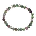 Fluorit Edelstein Kugel Armband | Regenbogen-Fluorit Perlen ca. 6 mm Durchmesser| Armschmuck für Damen, Herren, Jugendliche, auf Elastikband