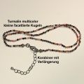 Turmalin multicolor Edelstein-Kette, Halskette feine facettierte Turmalin-Perlen, Steinkette mehrfarbig