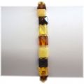 Bernstein Armband mit facettierten Quadraten | Baltischer Bernstein Armschmuck auf Strechband