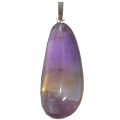 Ametrin Stein Anhänger, Edelstein Ametrin Schmuck, Trommelstein Kettenanhänger Silber-Öse klein