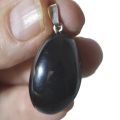 Turmalin Stein Anhänger | Schwarzer Turmalin/Schörl Edelstein| Trommelstein Kettenanhänger mit 925 Silber Öse