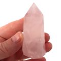 Rosenquarz Edelstein Spitze, echt polierter rosa Quarz, Quarz Obelisk, Rosenquarzspitze mit Standfläche, N7075