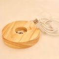 Leuchtsockel-LED-Warmlicht, Holz Sockel hell, ca. 10 cm Durchmesser, mit 6 LED`s, Beleuchtung für ihre Edelstein Objekte, mit USB Anschluss