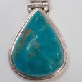 Chrysokoll Anhänger | Silber gefasster Schmuckanhänger | Chrysokoll Silberanhänger | für Damen | Tropfenförmiger Stein echt