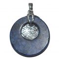 Anhänger Blume des Lebens mit Lapislazuli Scheibe | Kettenanhänger | blauer Edelstein für Halskette | Reiki Amulette Kreis Schmuckanhänger für Damen und Herren