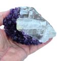 Amethyst kleineres, uriges Drusenstück mit Calcit und dunklen Spitzen zur Dekoration, für Sammler N292