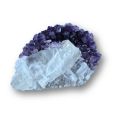 Amethyst kleineres, uriges Drusenstück mit Calcit und dunklen Spitzen zur Dekoration, für Sammler N292