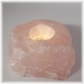 Rosenquarz Stein Teelichthalter, Naturstein Brocken, Edelstein Teelicht hell-rosa Quarz, Kerzen-Halter, hübsches Stimmungslicht