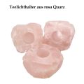 Rosenquarz Stein Teelichthalter, Naturstein Brocken, Edelstein Teelicht hell-rosa Quarz, Kerzen-Halter, hübsches Stimmungslicht