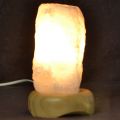 Bergkristall Lampe klein, Lampe aus Edelstein auf Holz Sockel, Kristall Stein Lampe