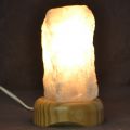 Bergkristall Lampe klein, Lampe aus Edelstein auf Holz Sockel, Kristall Stein Lampe