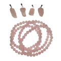 Rosenquarz Schmuck-Set, Steinschmuck Kugel Armband und Anhänger mit Öse, Edelstein-Kristall Schmuck