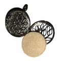 Medaillon Blume des Lebens mit Pads zum beduften| Anhänger Aroma Diffusor Silber farbend | Modeschmuck zum beduften | Gratis Halskette dazu