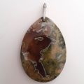 Rhyolite Anhänger | Halsschmuck mit Silber-Schlaufe | Schmuckanhänger aus natürlichem Stein Rhyolite