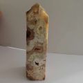 Crazy Lace Stein, Achat Obelisk ca. 30 cm groß, Crazy Lace Achat Edelstein mit schönen Kristall Drusen N184