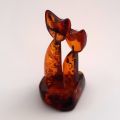 Bernstein Katzen Edelsteintier Amber, Handarbeit aus Litauen kleines süßes Katzenpaar, Naturbernstein, Ostsee-Amber Gold der Ostsee , N316