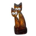Bernstein Katzen Edelsteintier Amber, Handarbeit aus Litauen kleines süßes Katzenpaar, Naturbernstein, Ostsee-Amber Gold der Ostsee , N316