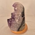 Amethyst Lampe, Edelsteinlampe aus Brasilien, violette Kristall Stein Leuchte komplett mit Elektrik kaufen, kleine Natursteinlampe, N228