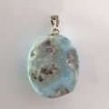 Larimar Halsschmuck, echter Atlantisstein Anhänger, Edelstein Schmuck Kettenanhänger mit Silber Öse, N11