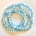 Aquamarin Perlenarmband, Edelstein Armband auf elastischem Faden, Kugeln ca. 6mm/dm