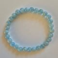 Aquamarin Perlenarmband, Edelstein Armband auf elastischem Faden, Kugeln ca. 6mm/dm