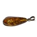 Bernstein-Schmuck-Anhänger, Ostsee-Amber Cognac farbend, Kettenanhänger mit Silber Schlaufenöse, echter Bernstein N24