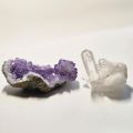 Amethyst Drusenstück, Bergkristall Spitzengruppe, Natur belassene Dekosteine im Set zum verschenken, für Sammler, N110