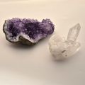 Amethyst Drusenstück, Bergkristall Spitzengruppe, Natur belassene Dekosteine im Set zum verschenken, für Sammler, N110