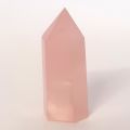 Rosenquarz Spitze, Edelstein echt poliert, rosa Quarz Therapiestein, Obelisk, Rosenquarzspitze mit Standfläche, N7580
