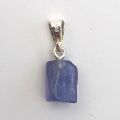 Tansanit Edelstein Anhänger, Kettenanhänger mit Silber Öse, Halsschmuck