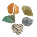 Rohstein-Set mit 5 verschiedenen Calcit Steinen aus Mexiko, N599, besondere Auswahl an Calcit Edelsteinen