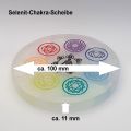 Selenit Chakra Scheibe mit Gravuren Buddha, Lotussymbolen, mit Gratis Ständer, Ladeplatte