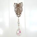 Fensterschmuck, Sonnenfänger mit Eule, Mobile, Metall-Dekohänger, Suncatcher mit tollem Lichtspiel