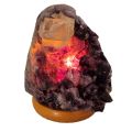 Amethyst-Kristall Leuchte poliert, violette echte Deko- Steinlampe, Naturstein Edelsteinlampe mit Calcit, N310