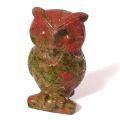 Eule aus Unakit-Epidot, Edelstein Tier Eule der Weisheit, ca.5 cm, Stein Figur
