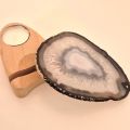 Achatscheibe mit Kerzenhalter, Natur Stein kaufen, Achat Scheiben Beleuchtung mit Teelichthalter aus Holz, N122