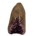 Amethyst Standobjekt Geode, Amethyst-Kristall-Druse aus Uruguay, kleine dunkle Spitzen auf zwei Seiten, N1140