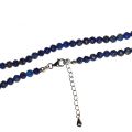 Lapislazuli Halskette mit facettierten Perlen, Edelstein Halsschmuck blaue Lapis Steinkette, Silber Verschluss mit Verlängerung