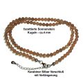 Edelstein Halskette mit facettierten Sonnenstein Kugeln, Silber Verschluss mit Verlängerung