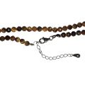 Steinkette mit facettierten Kugel aus Tigerauge goldbraun, Silber Verschluss mit Verlängerung