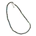 Halskette Chrysokoll, Edelstein Halsschmuck grün gemaserte Steine, Silber Verschluss mit Verlängerung