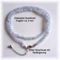 Chalzedon hell-blau Halskette, Edelstein Halsschmuck, Silber Verschluss mit Verlängerung