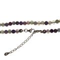 Regenbogen-Fluorit Halsschmuck, Steinschmuck Kette facettierte Kugel, Silber Verschluss