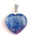 Cyanit Herz Anhänger, Edelstein Kettenanhänger blauer Kyanit mit Silber Schlaufe