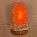 Calcit Edelsteinlampe gelb-oranger Naturstein, Orangencalcit Edelstein-Leuchte mit Holzsockel, Stimmungslicht, N200