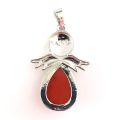 Schmuck Anhänger, Edelstein Engel Jaspis mit Metall Silber farbend