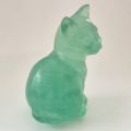 Katze, sitzendes Edelsteintier aus grünem Fluorit, Tierfigur Katze Geschenk, Dekoration, ca. 55 mm