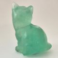 Katze, sitzendes Edelsteintier aus grünem Fluorit, Tierfigur Katze Geschenk, Dekoration, ca. 55 mm