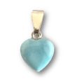 Larimar, Atlantis-Stein Kettenanhänger, hellblau, echtes, kleines Edelstein Herz mit Silber Öse