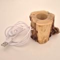 Holzstamm-LED-Warmlicht, Holz Sockel Natur mit 6 LED`s, Beleuchtung für ihre Edelstein Kugeln, mit USB Stecker, Höhe ca. 6 cm